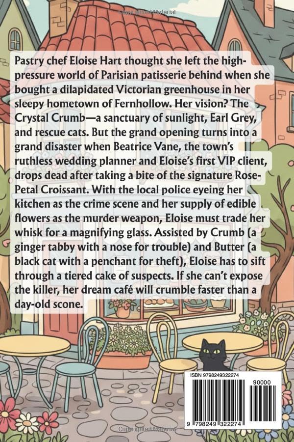 Back cover of 'The Crystal Crumb: An Amateur Female Sleuth Baking Mystery' — by Emily K. Clark
