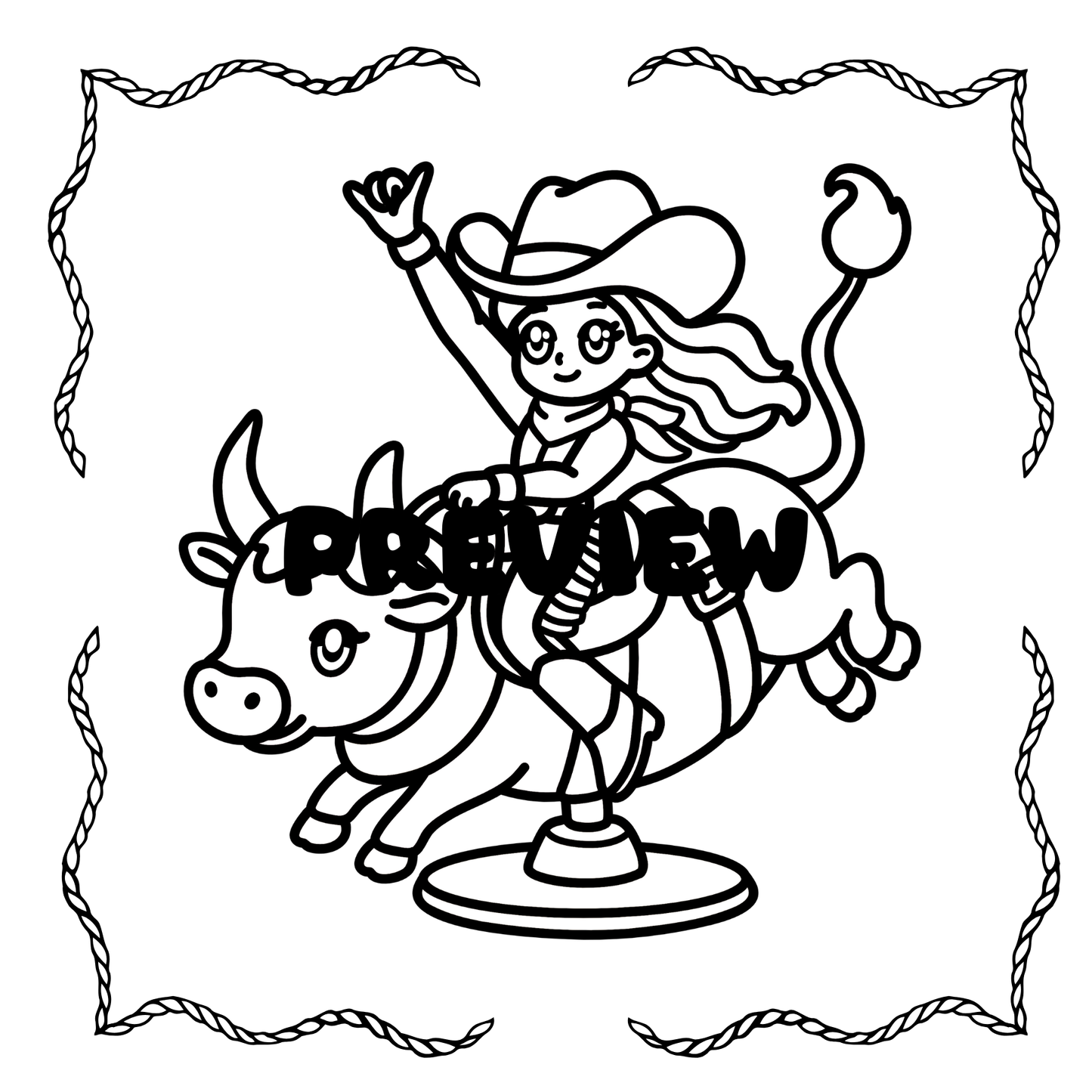 Cowgirl Coloring Book for Kids, PDF Printable