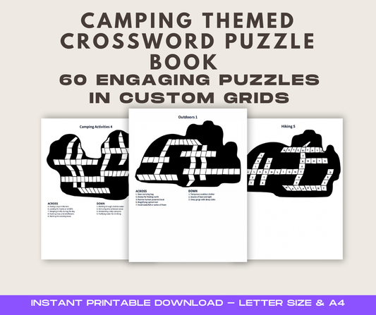 Cover of 'Camping Themed Crossword Puzzle Book Printable: 60 Drawn Crosswords with Solutions' — by Lillian Jacobs