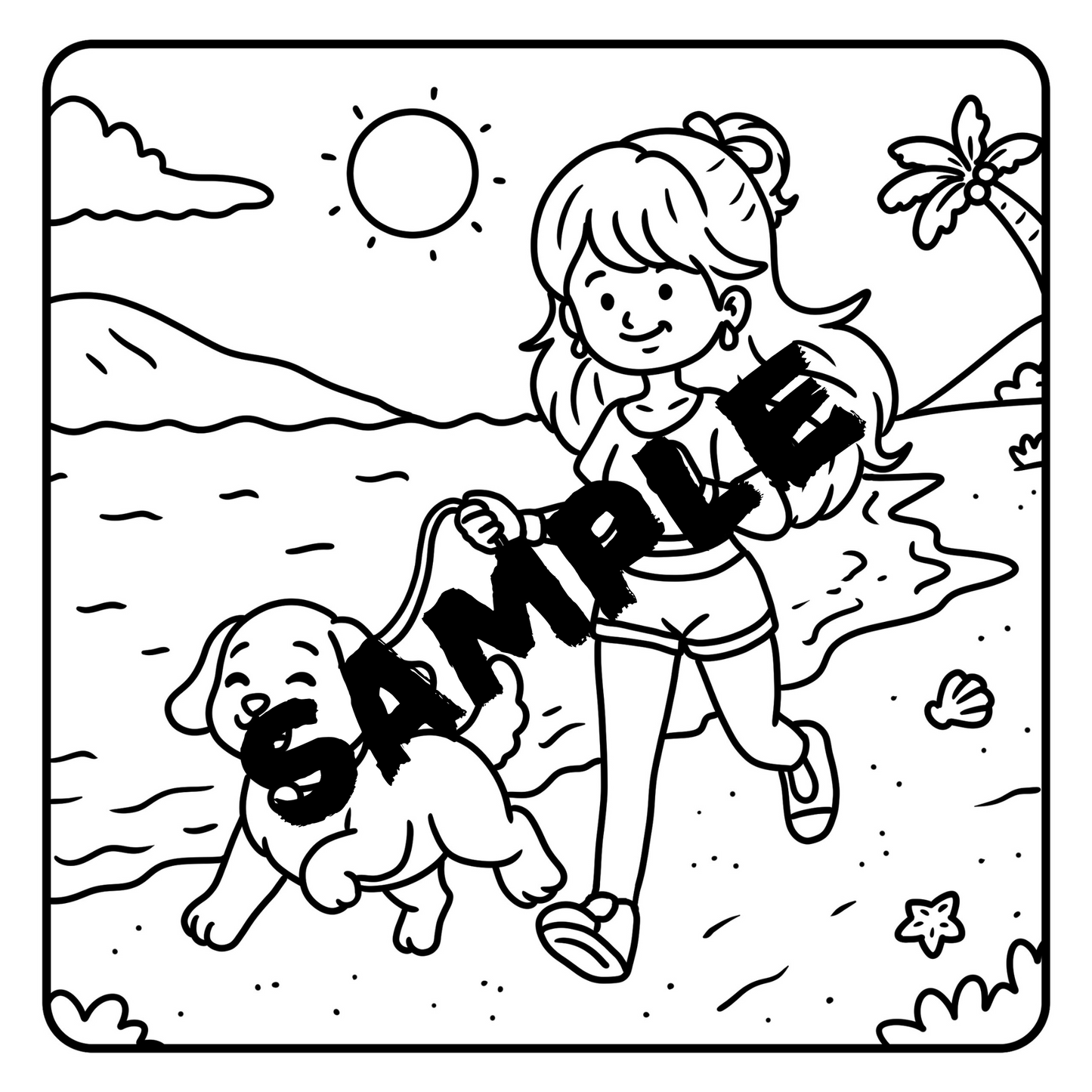 Relaxing Cozy Girl Pet Moments Coloring Book | 40 Stress Relief Simple Coloring Pages for Adults Teens | Printable Download PDF