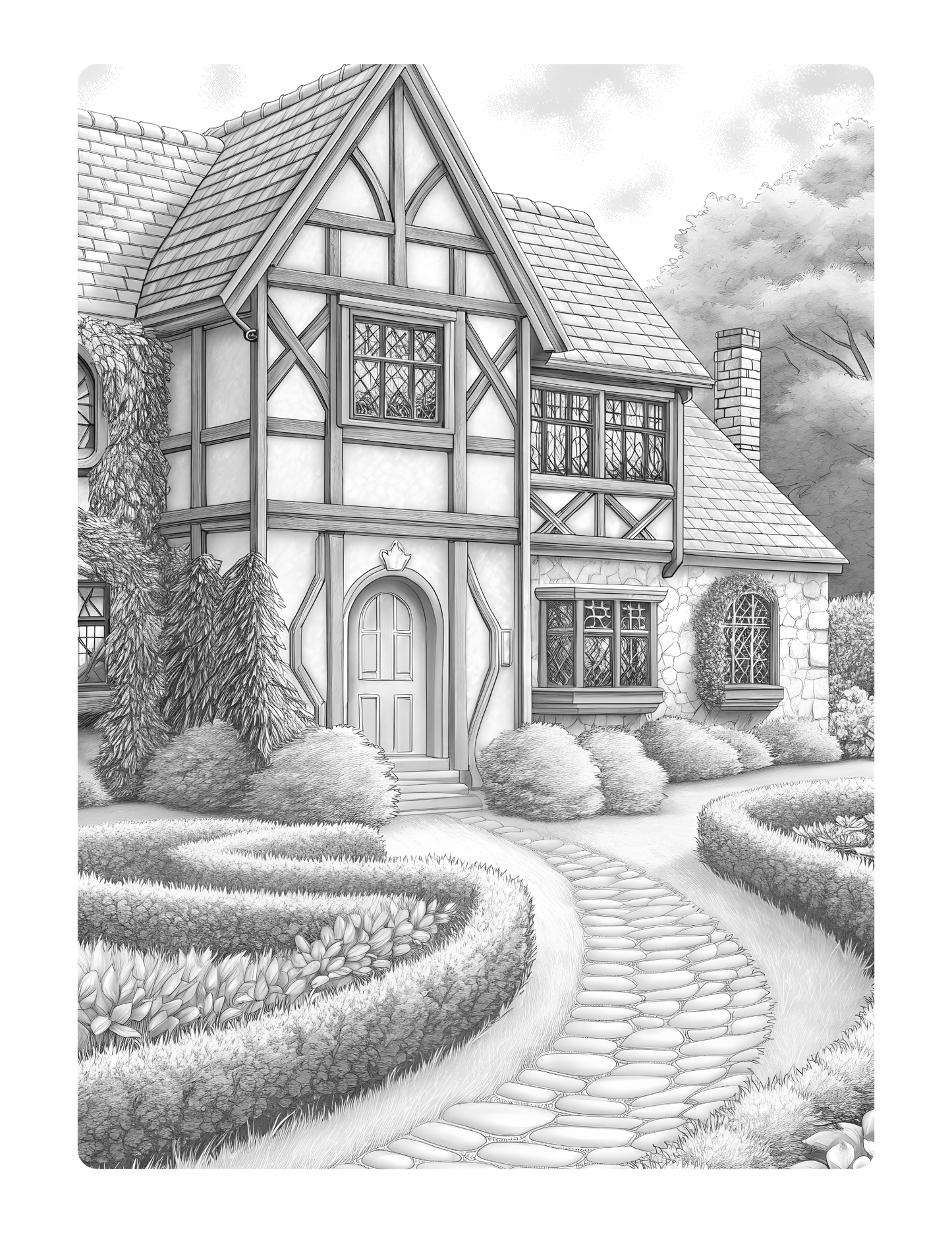 British Countryside Dreams 20 Free Pages: A Grayscale PDF Coloring Book