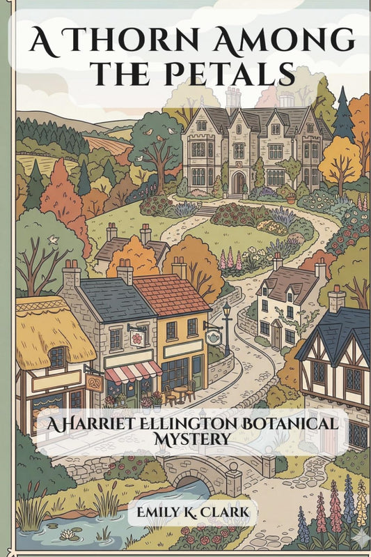 Cover of 'A Thorn Among the Petals: A Harriet Ellington Botanical Mystery' — cozy mystery by Emily K. Clark