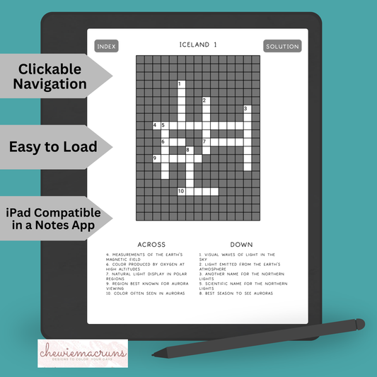 Iceland Crossword Puzzles PDF Digital Download for Kindle Scribe