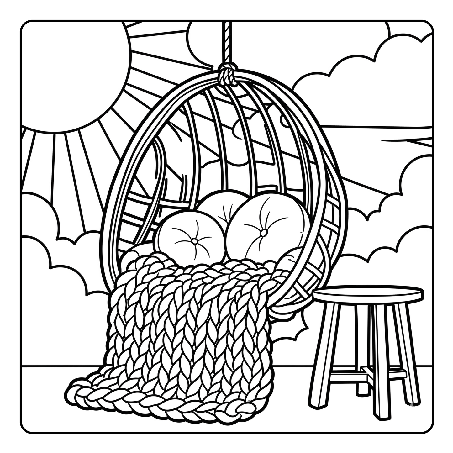 Cozy Chunky Knit Coloring Book: Relaxing Hygge Designs with Ultra-Thick Lines, Digital PDF