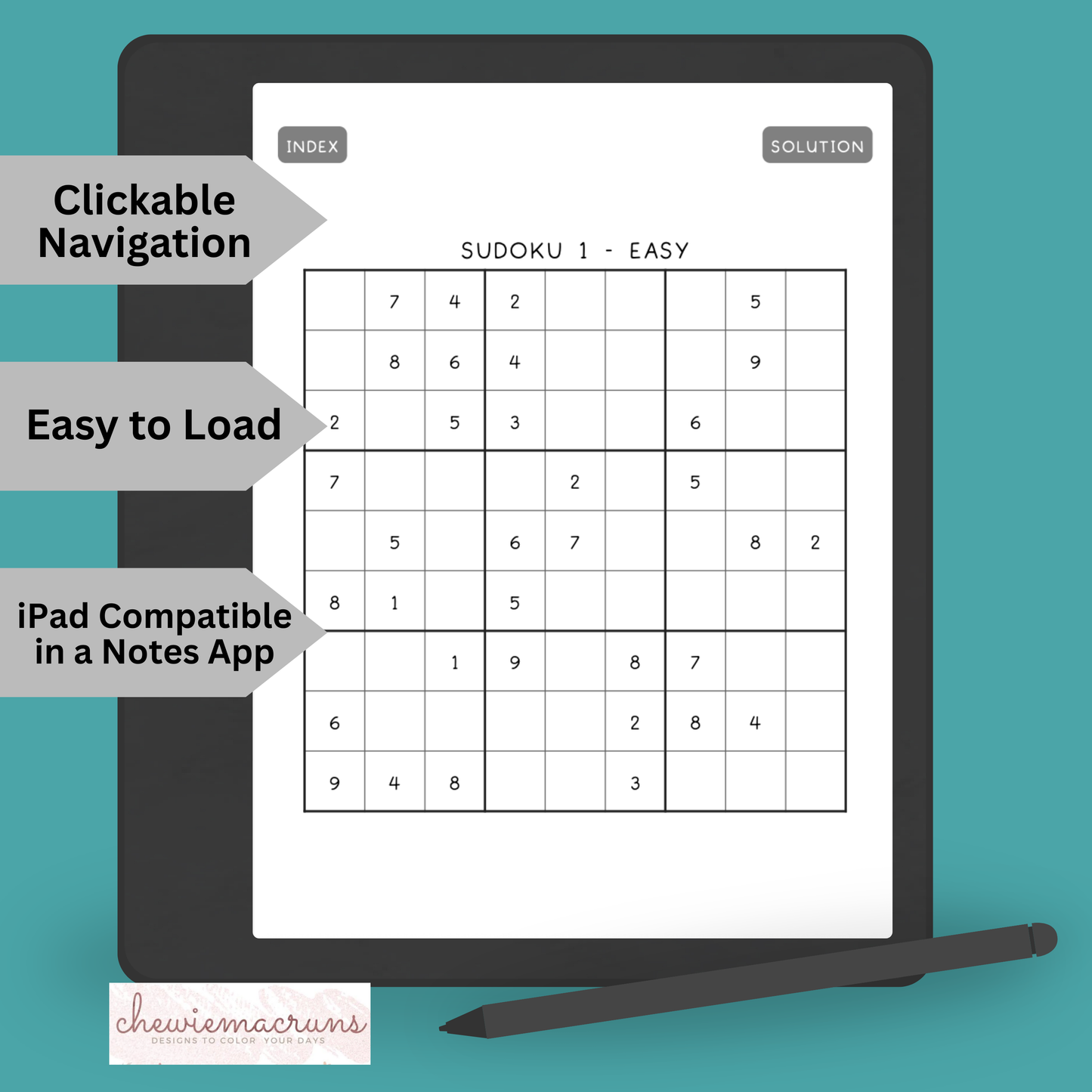 Sudoku Puzzles PDF for Kindle Scribe | Easy Medium Hard Levels