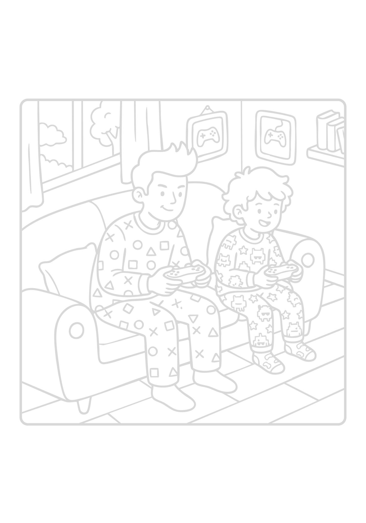 Two children in pajamas sitting on a couch trac.ng page