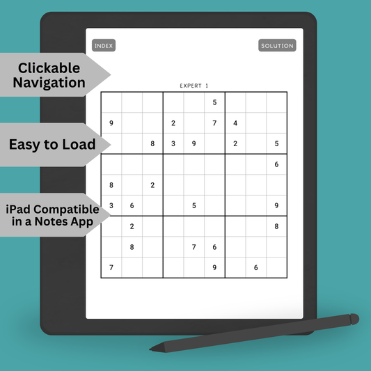 Expert Sudoku for Kindle Scribe – 100 Hard 9x9 Puzzles with Solutions