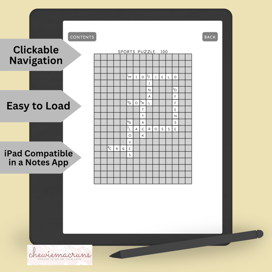 100 Sports Crosswords for Adults Interactive PDF for Kindle Scribe