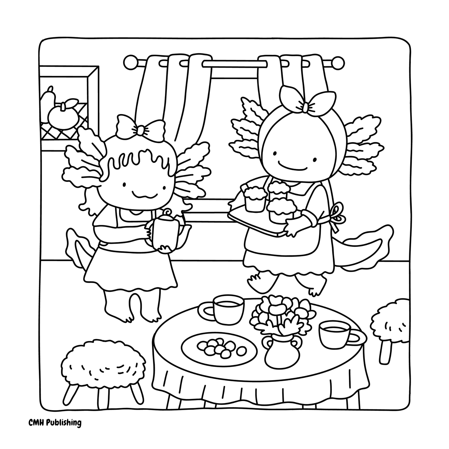 Happy Axolotls Coloring Book (Digital Download) | 30 Cute Hand-Drawn Pages for Kids & Adults | Printable & iPad-Friendly PDF