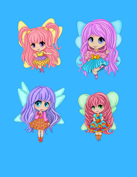 Chibi Fairy Clipart, 30 Cute Fairy Stickers Graphics | Instant Digital Download | PNG and SVG