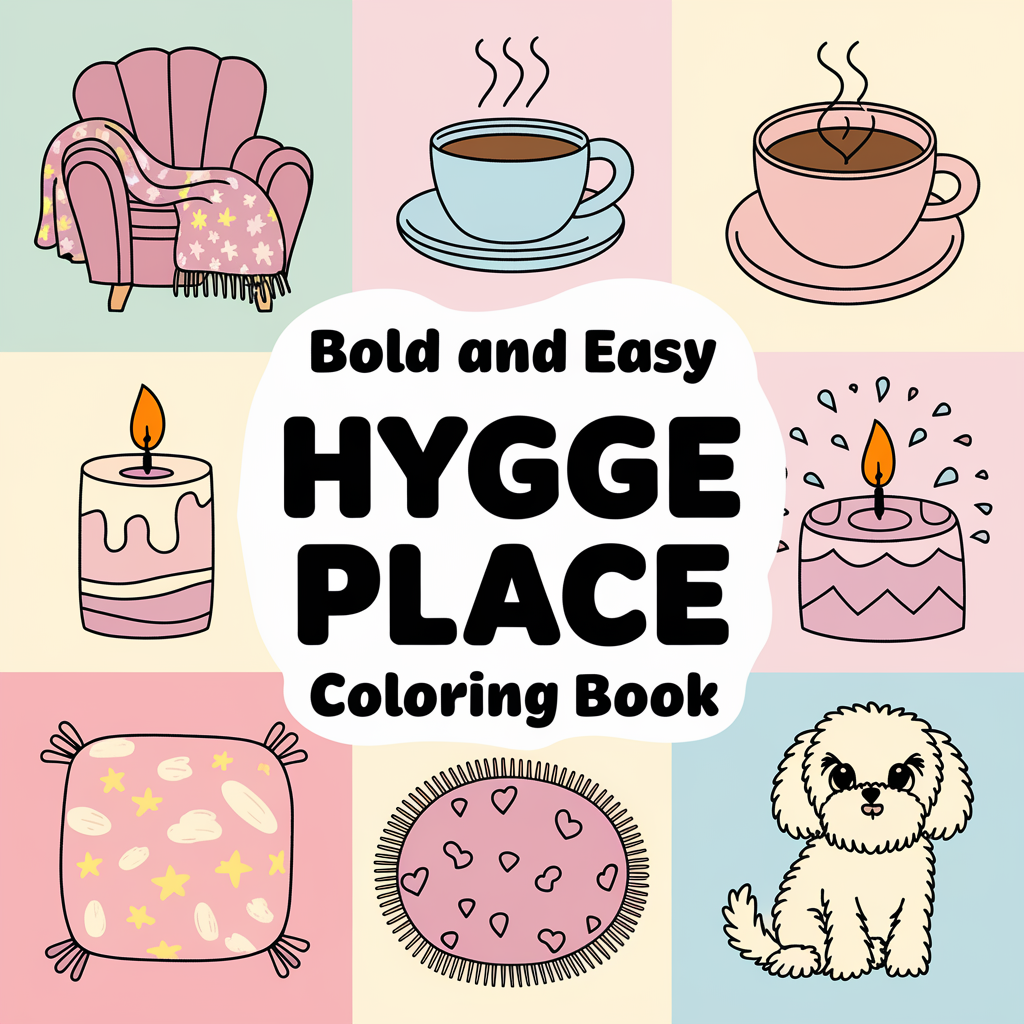 Bold and Easy Hygge Coloring Book, Over 100 Cozy Scenes for Kids and Adults, Instant Digital PDF Download