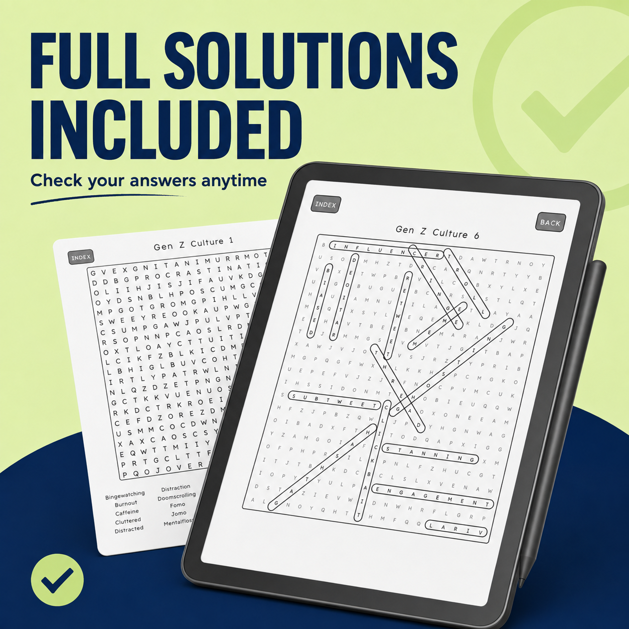 Gen Z Pop Culture Word Search for Kindle Scribe | 80 Interactive Puzzles for Adults