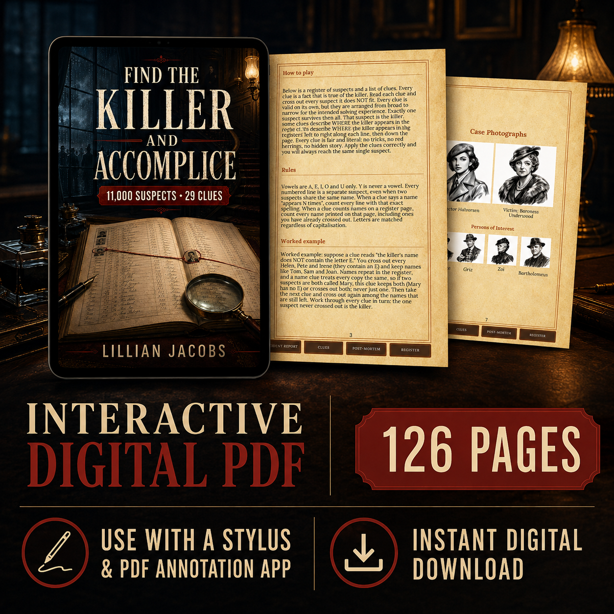 Find the Killer and Accomplice: An 11,000-Suspect Deduction Puzzle