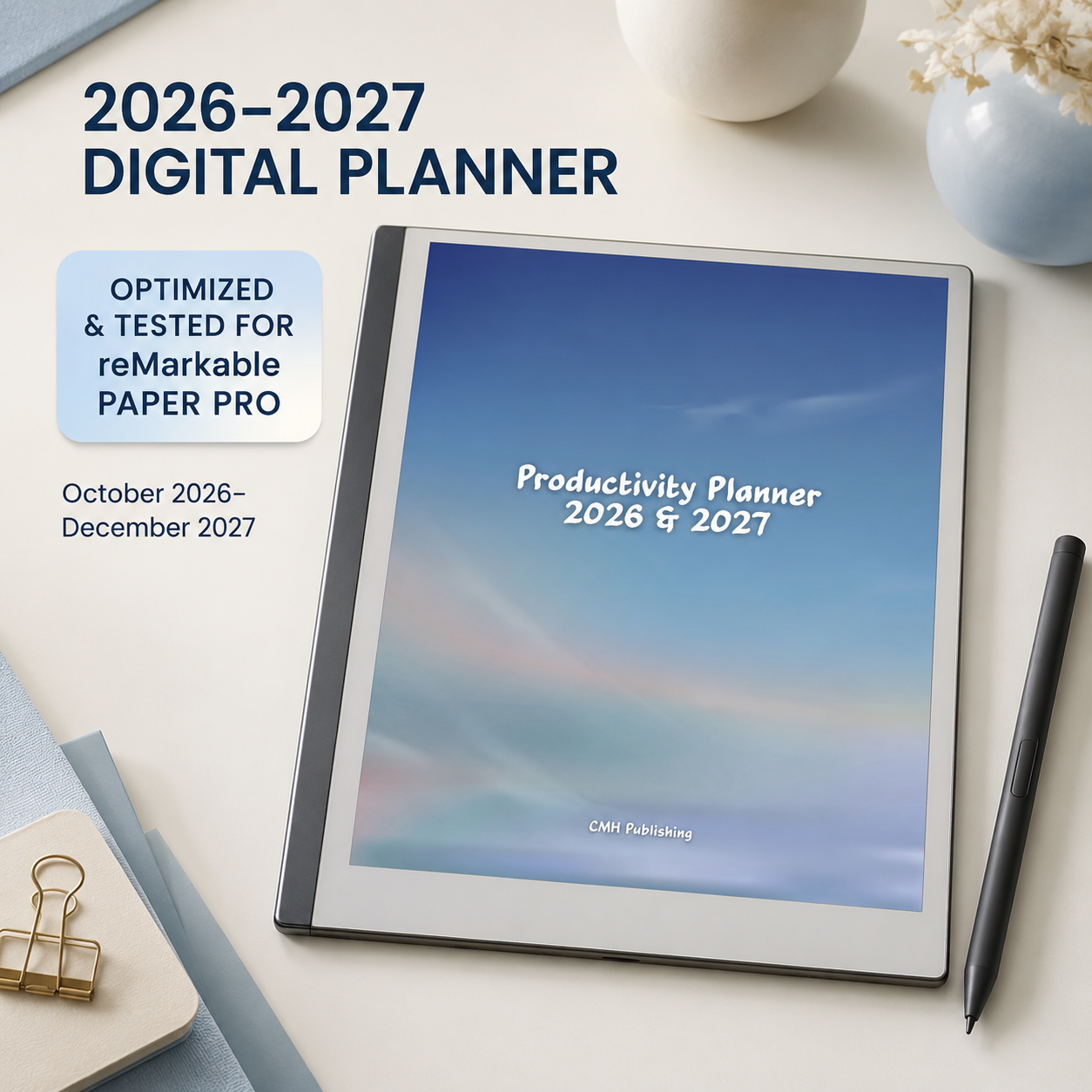 2026–2027 reMarkable Paper Pro Digital Planner | Hyperlinked 15-Month Productivity Planner