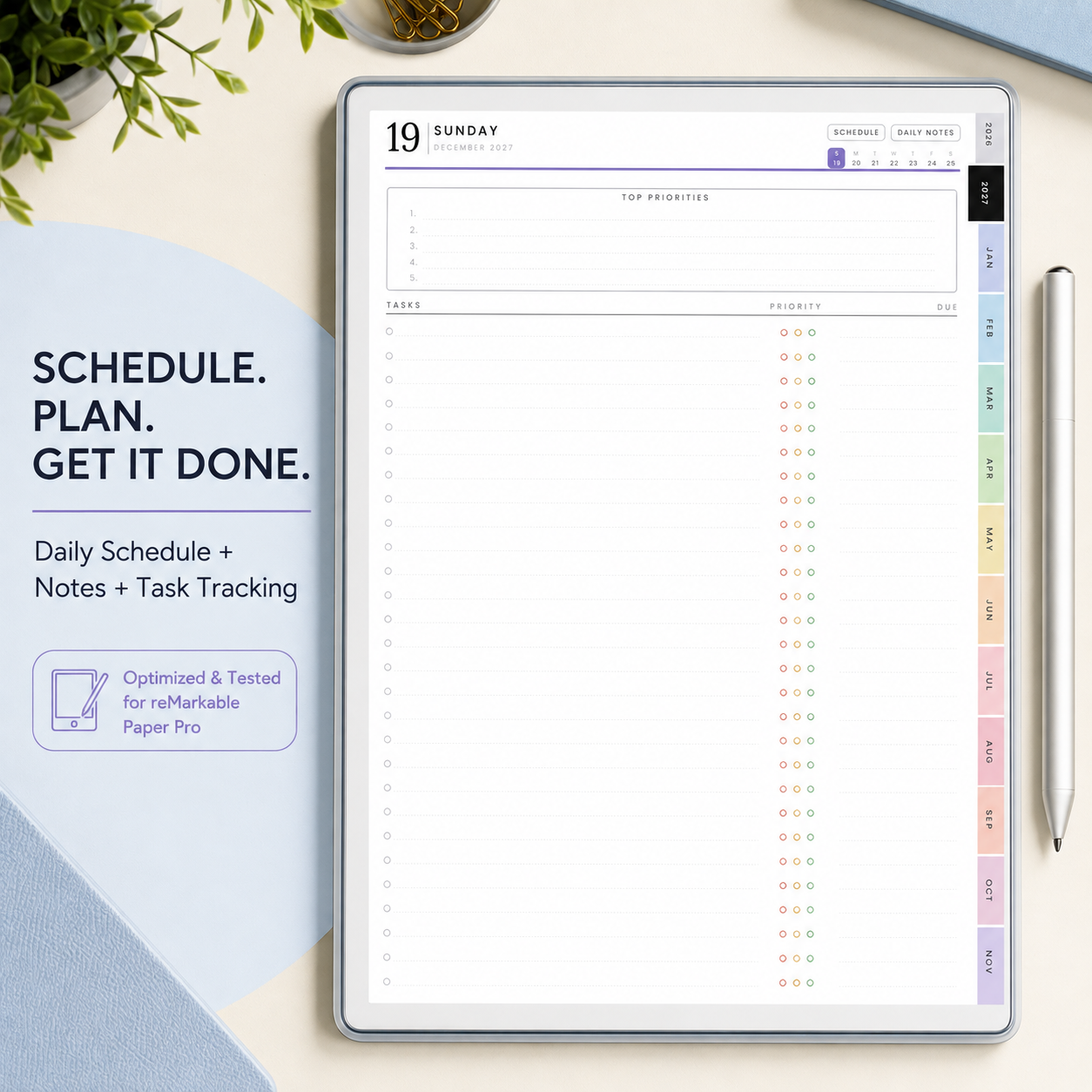 2026–2027 reMarkable Paper Pro Digital Planner | Hyperlinked 15-Month Productivity Planner
