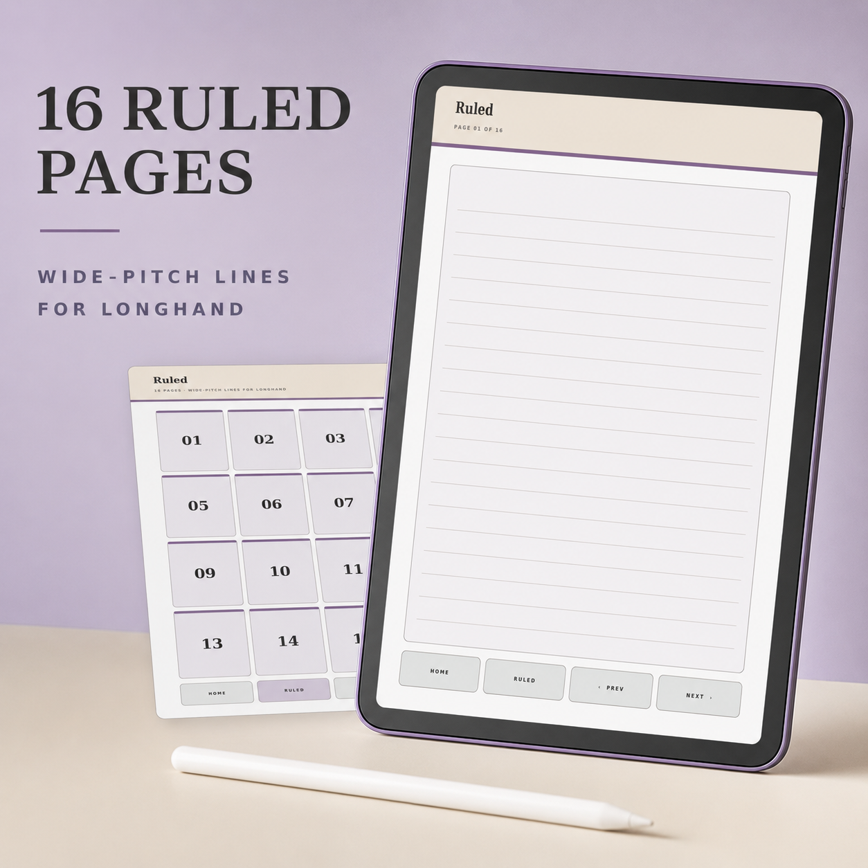 A tablet device displaying a lined notepad page by CMH Publishing