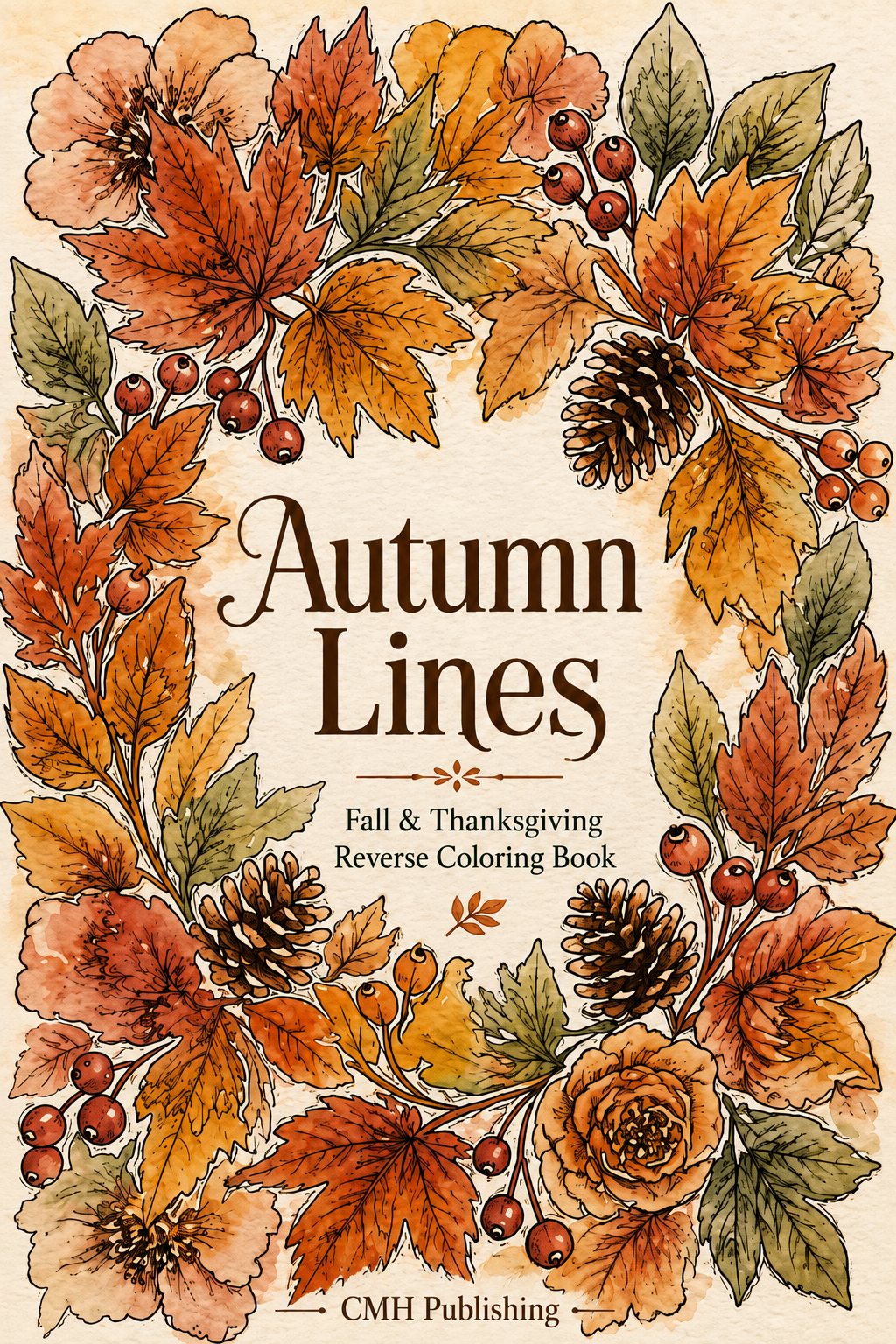 Autumn Lines, Fall & Thanksgiving Reverse Coloring Book for Adults