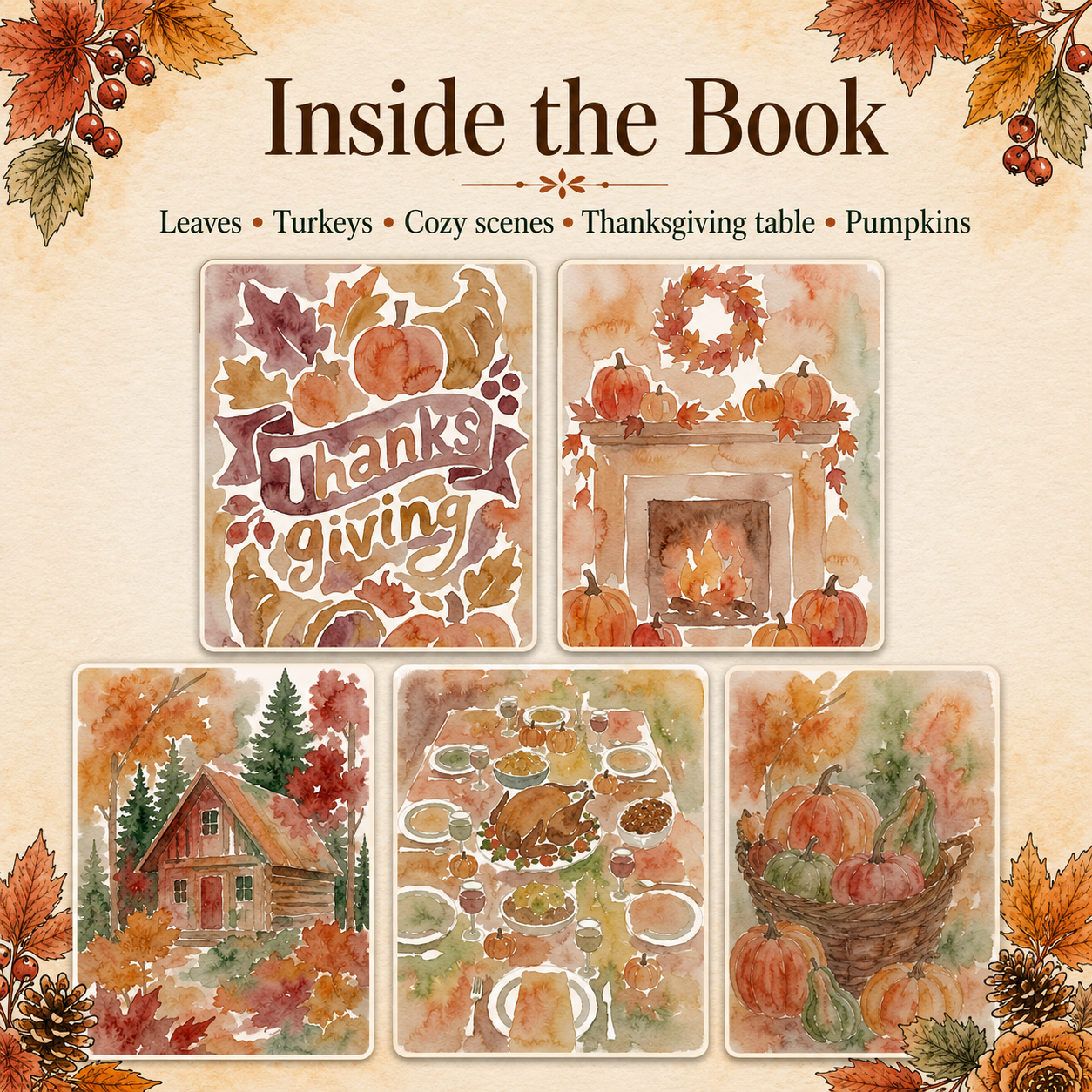 Autumn Lines, Fall & Thanksgiving Reverse Coloring Book for Adults