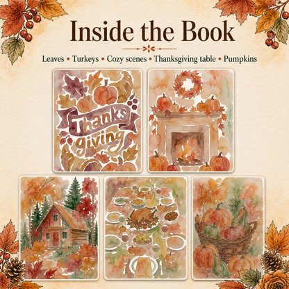 Autumn Lines, Fall & Thanksgiving Reverse Coloring Book for Adults