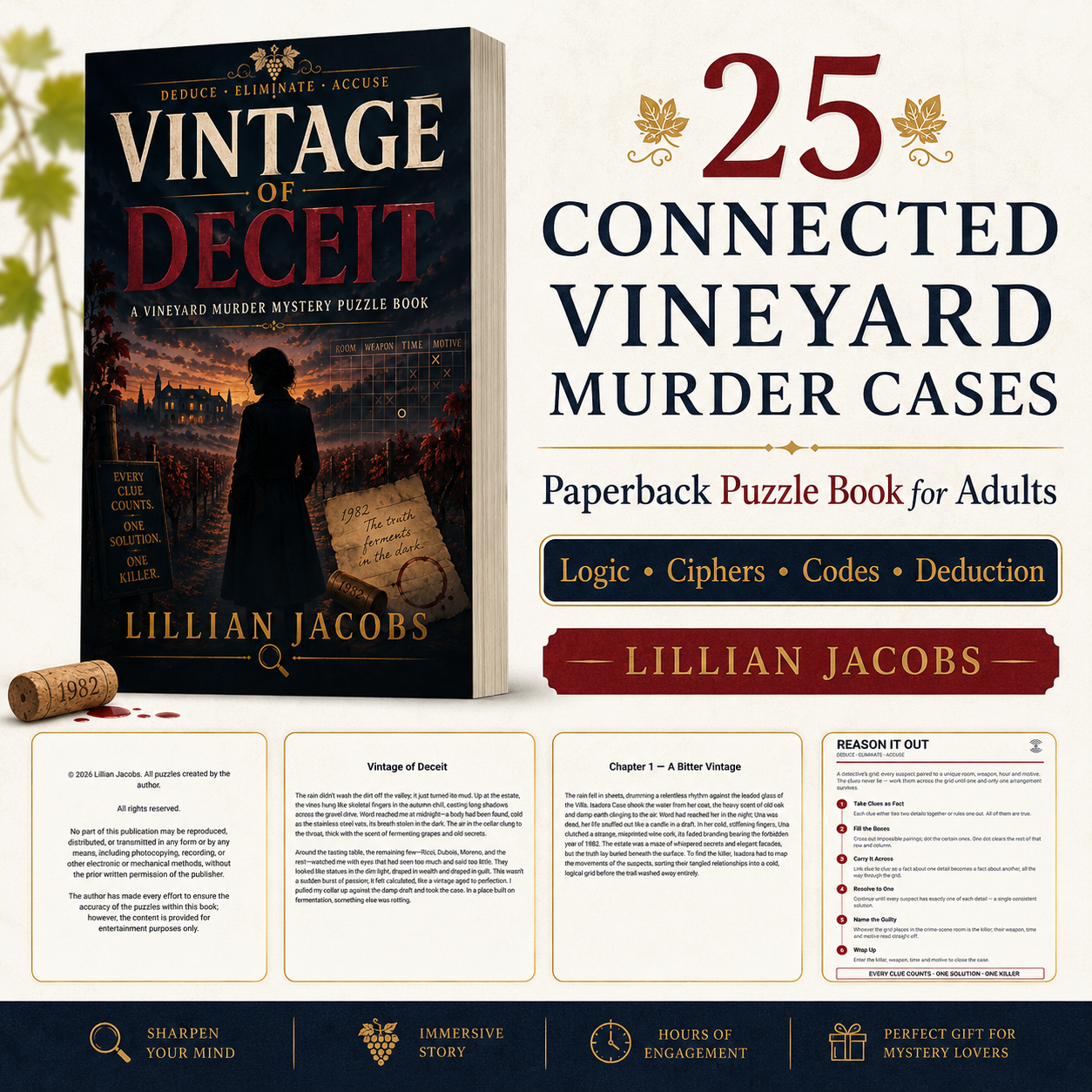Vintage of Deceit: 25 Connected Vineyard Murder Mystery Puzzles for Adults