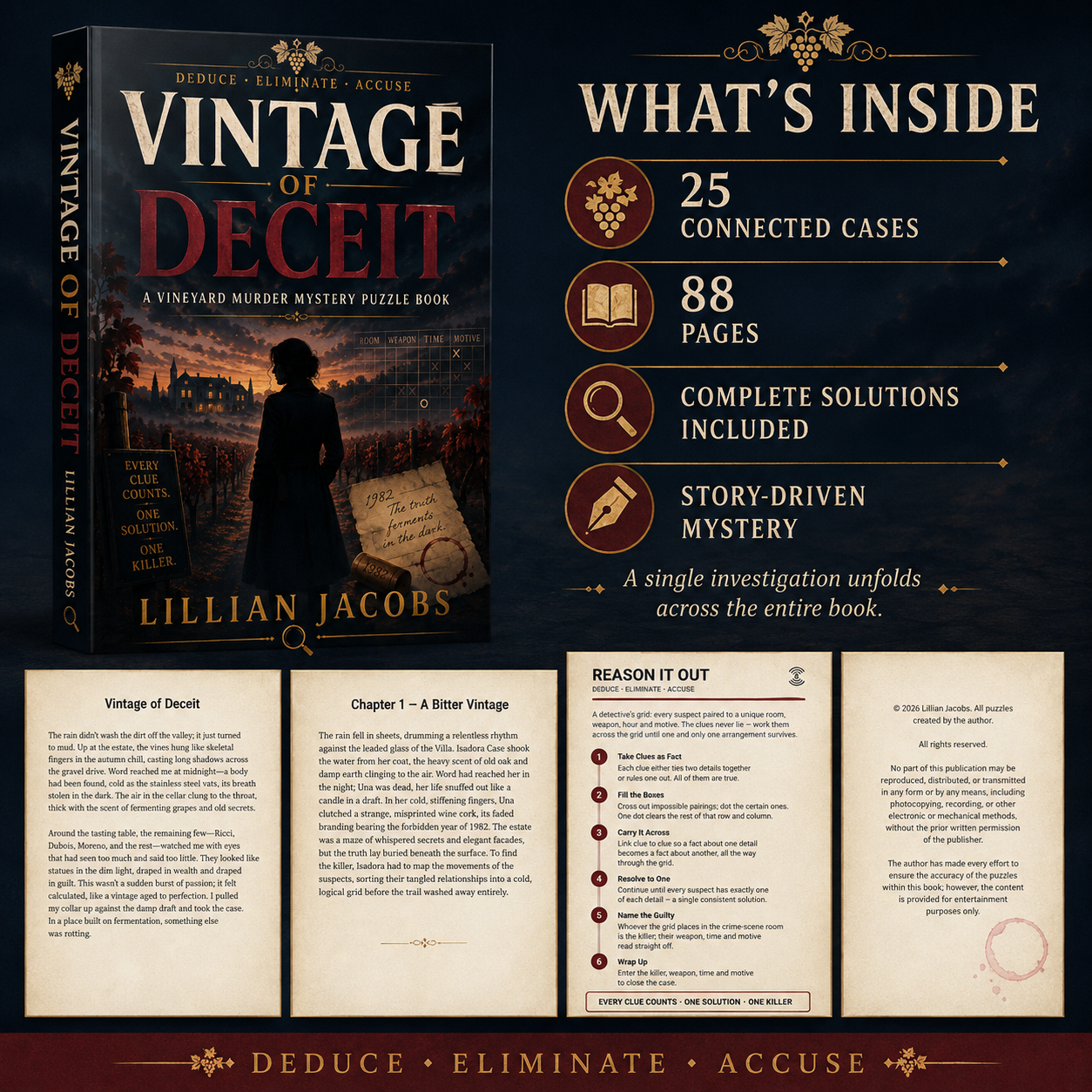 Vintage of Deceit: 25 Connected Vineyard Murder Mystery Puzzles for Adults