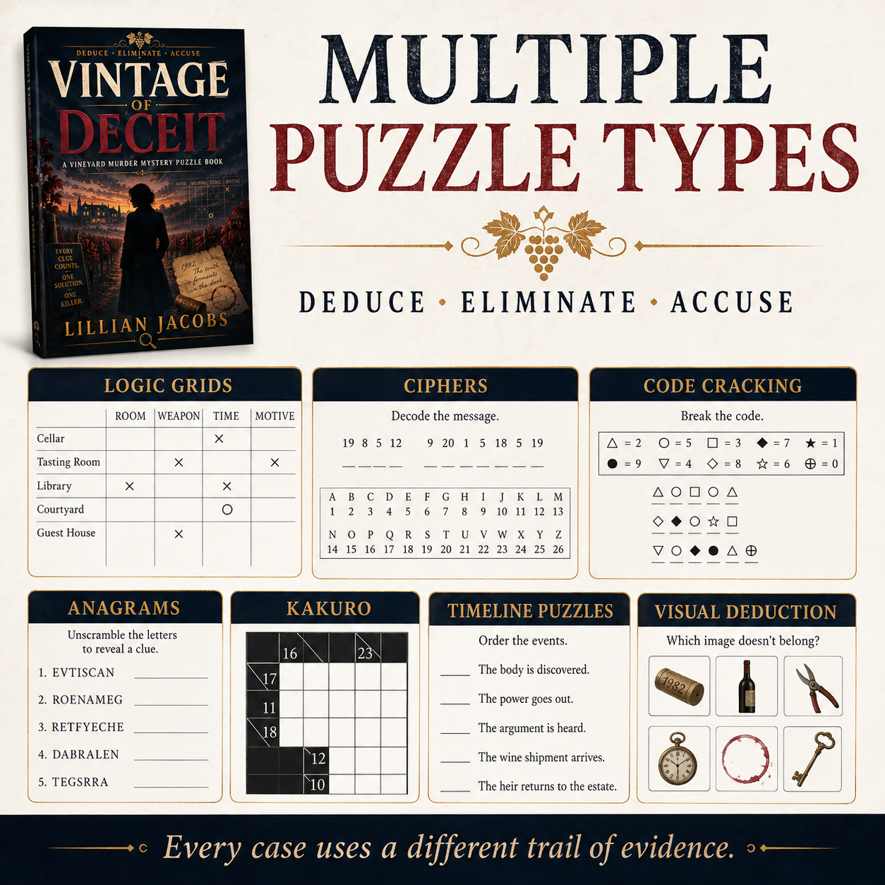 Vintage of Deceit: 25 Connected Vineyard Murder Mystery Puzzles for Adults