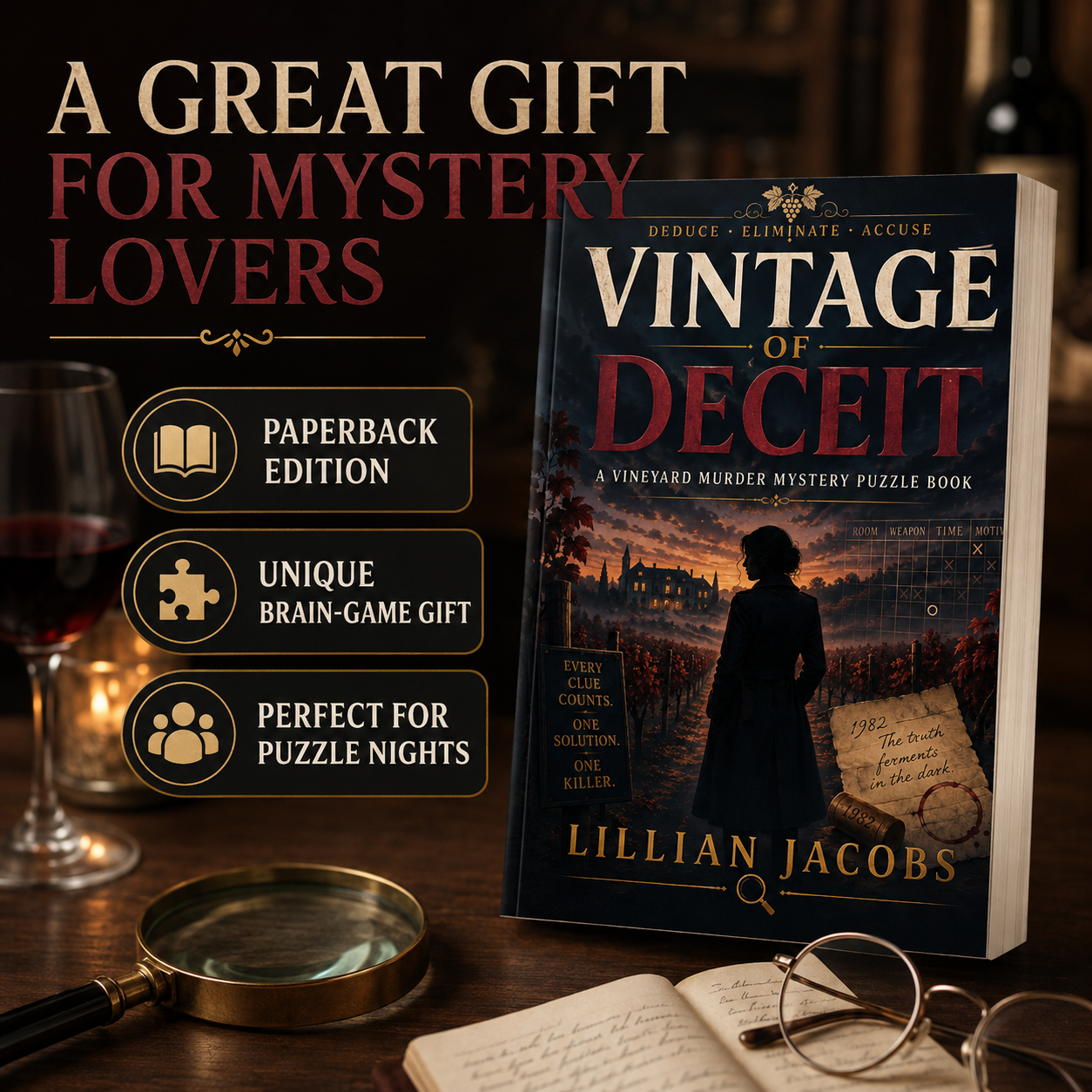 Vintage of Deceit: 25 Connected Vineyard Murder Mystery Puzzles for Adults