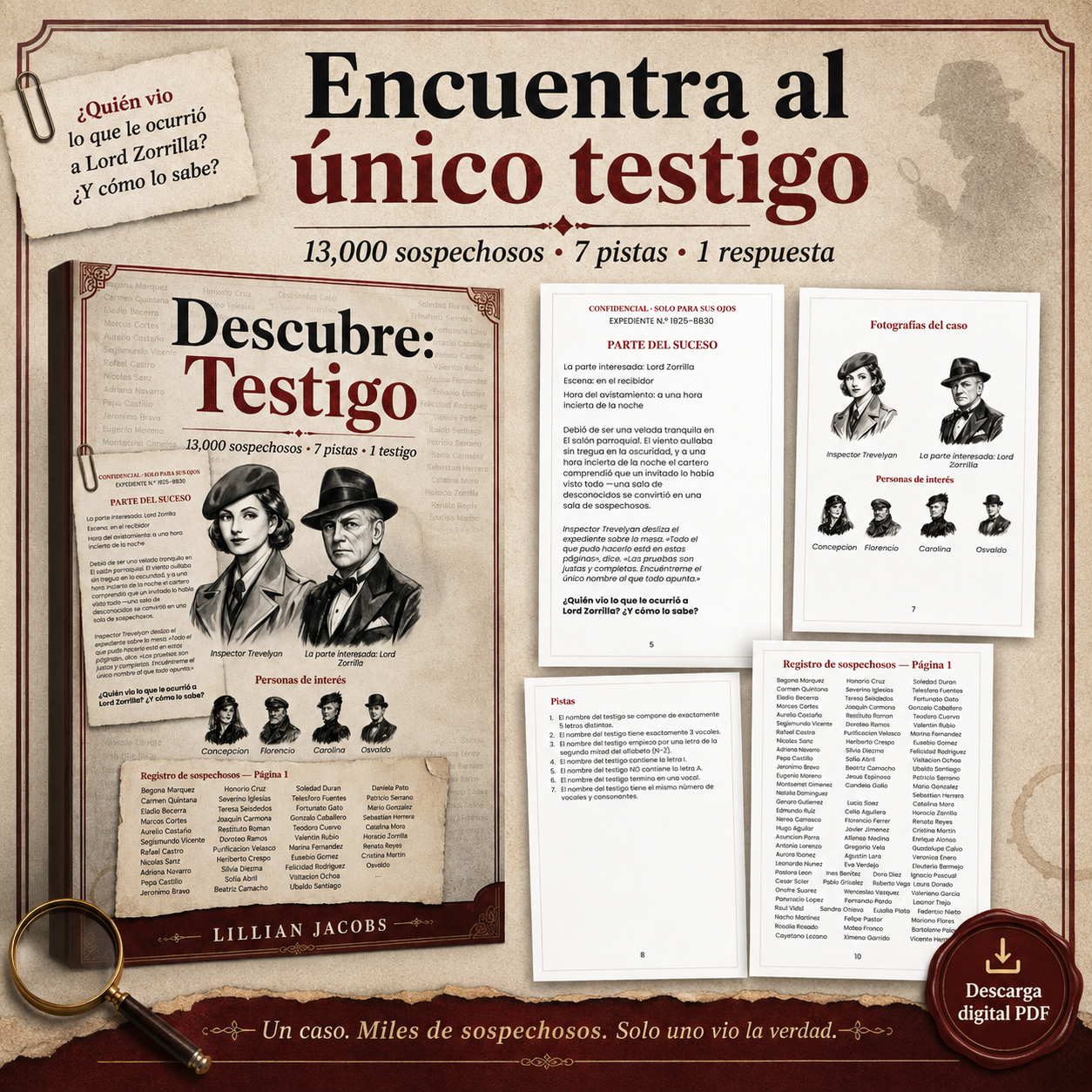 Encuentra al Testigo Printable PDF Puzzle