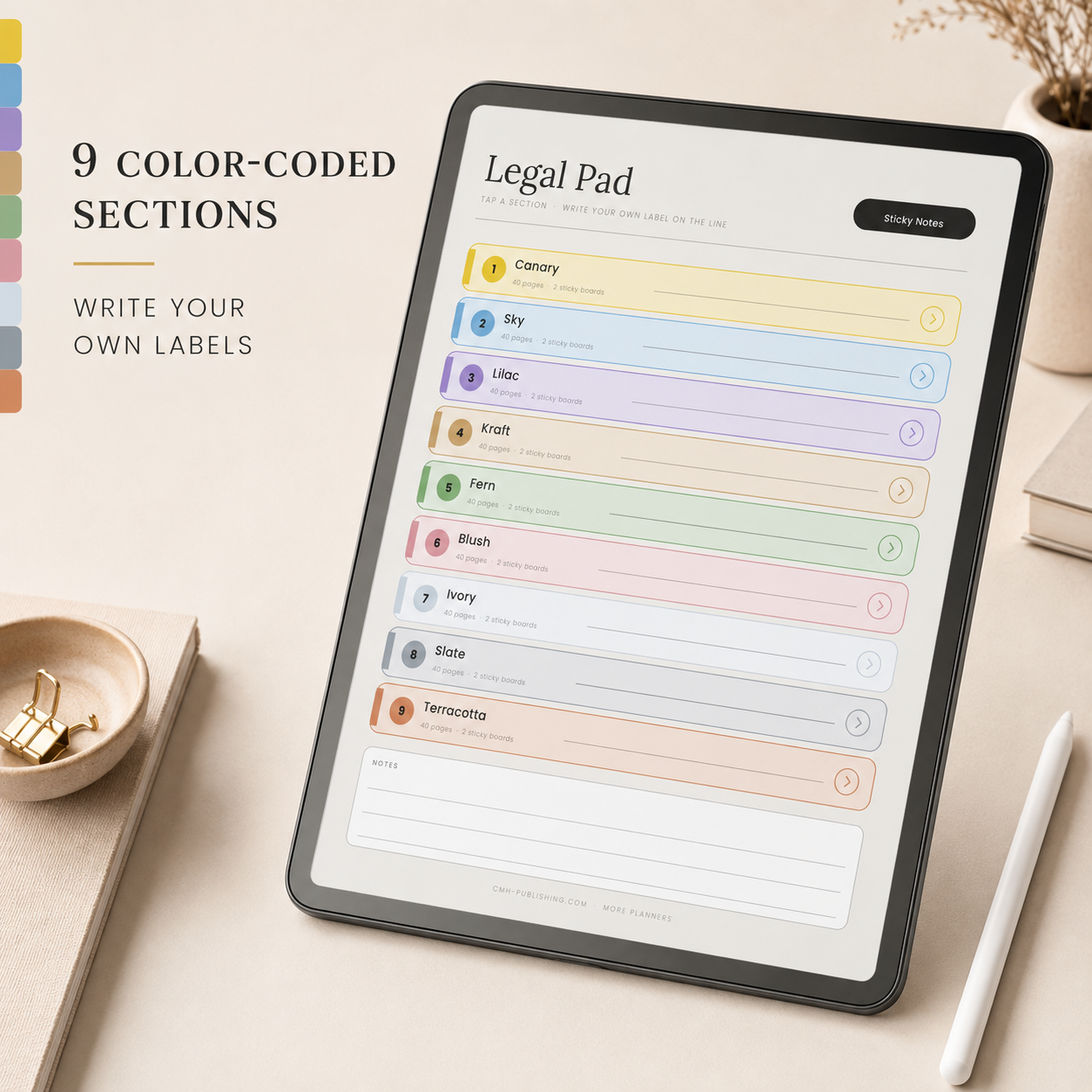 Digital Legal Pad for Kindle Scribe Colorsoft – Hyperlinked Notebook with 9 Color-Coded Sections