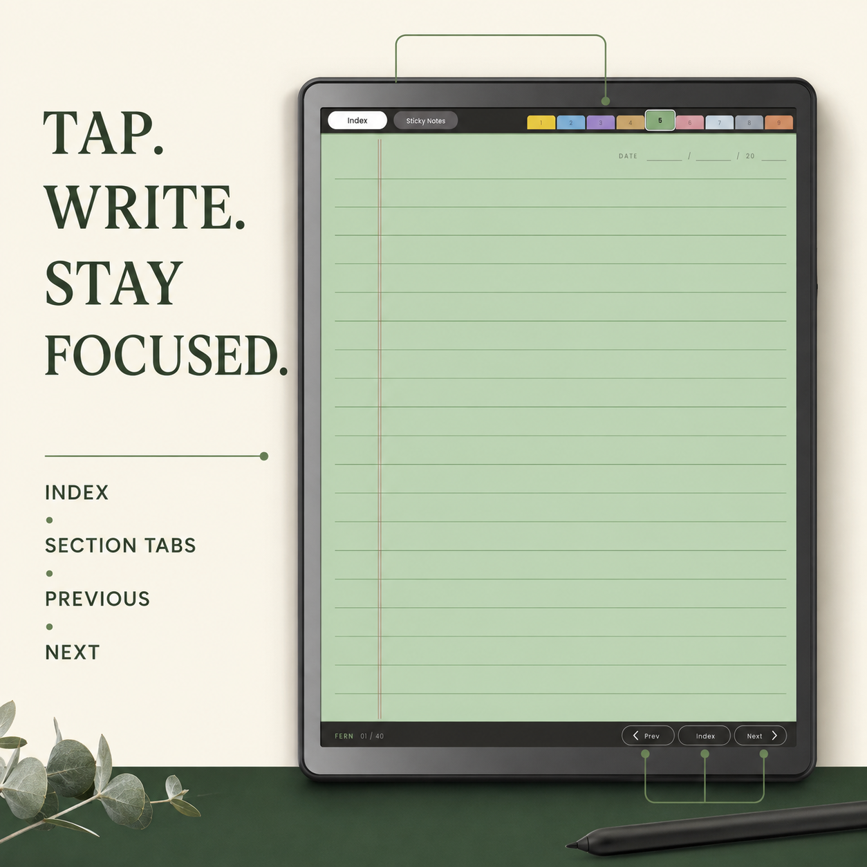 Digital Legal Pad for Kindle Scribe Colorsoft – Hyperlinked Notebook with 9 Color-Coded Sections
