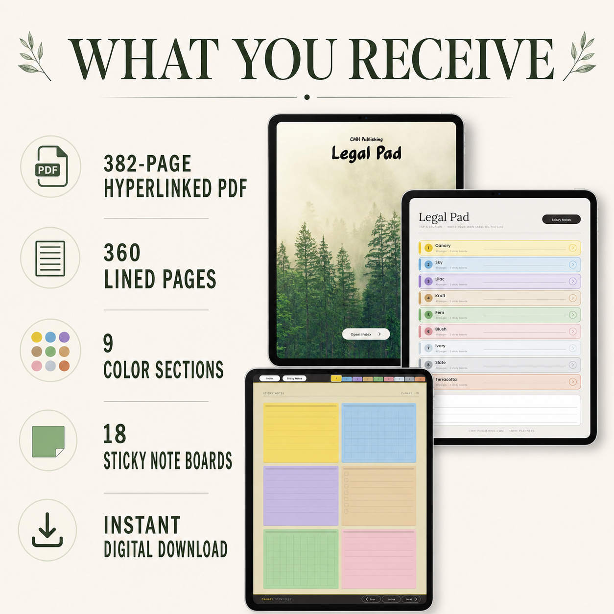 Digital Legal Pad for Kindle Scribe Colorsoft – Hyperlinked Notebook with 9 Color-Coded Sections