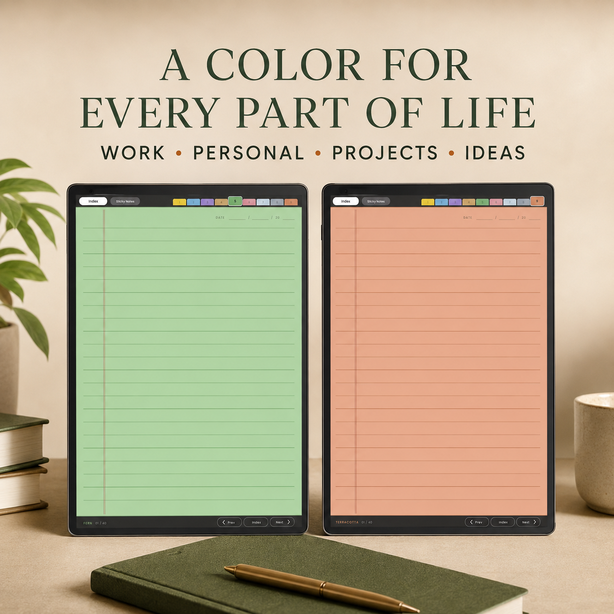 Digital Legal Pad for Kindle Scribe Colorsoft – Hyperlinked Notebook with 9 Color-Coded Sections