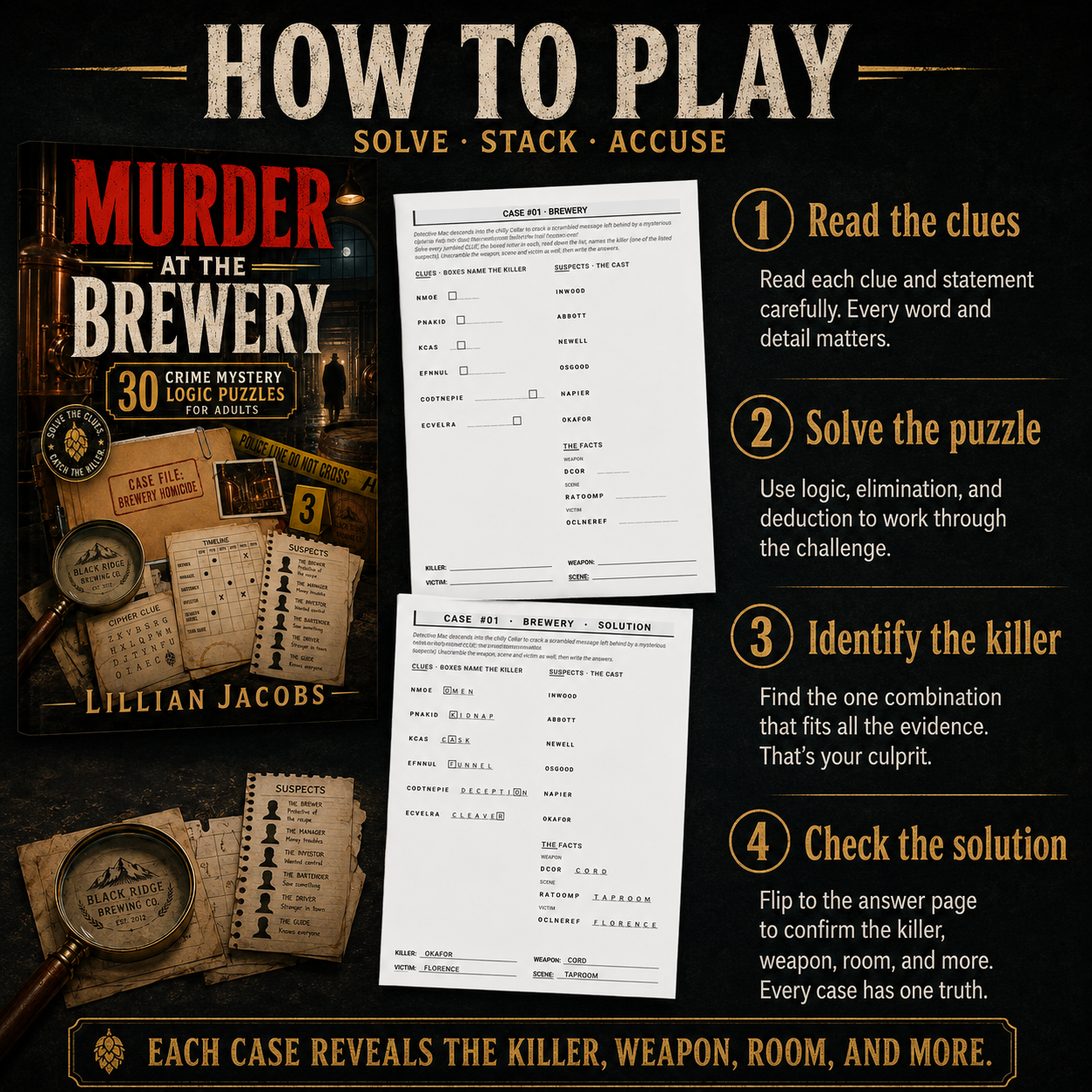 Murder at the Brewery Printable Mystery Puzzle Book