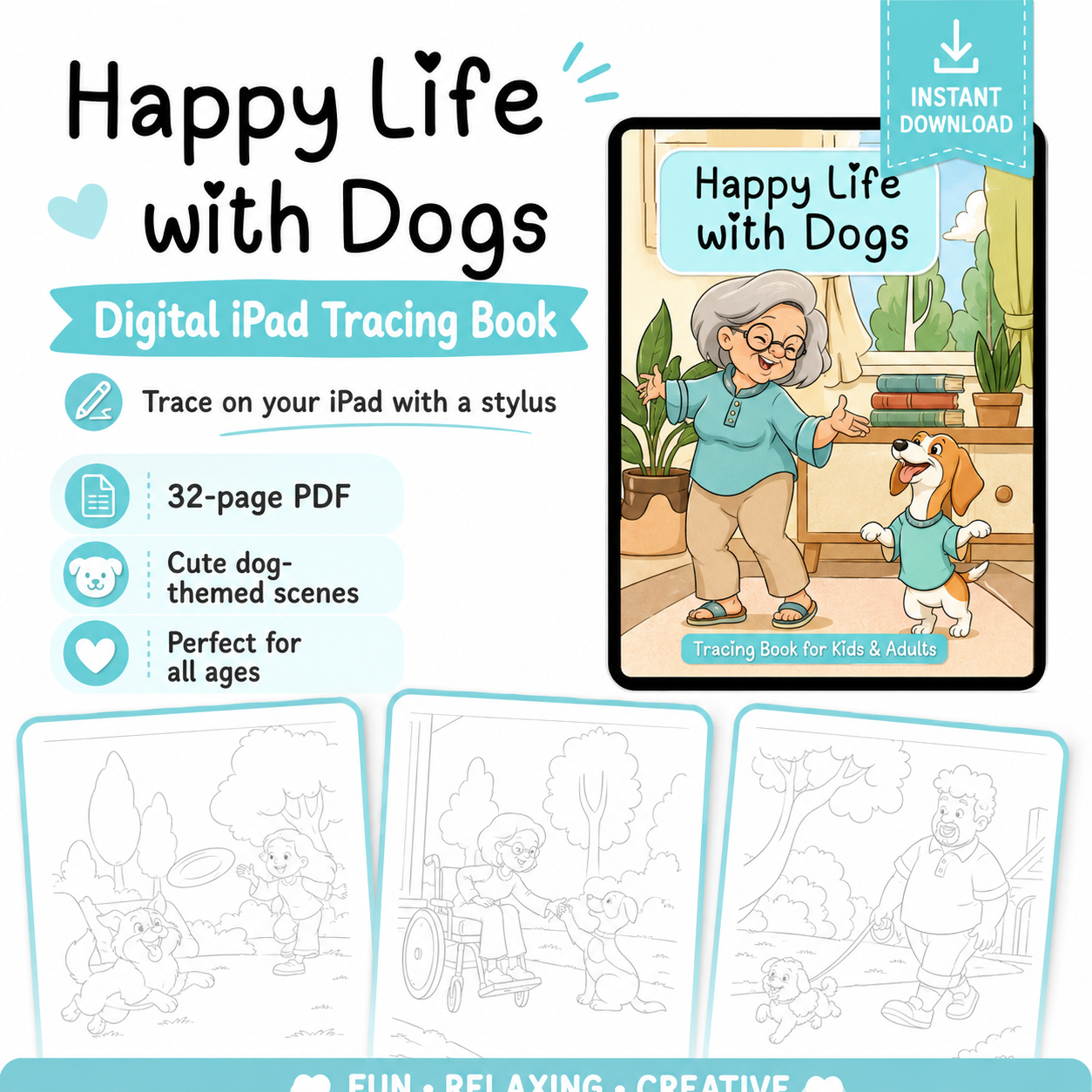 Happy Life with Dogs: A Cute iPad Tracing Book for All Ages