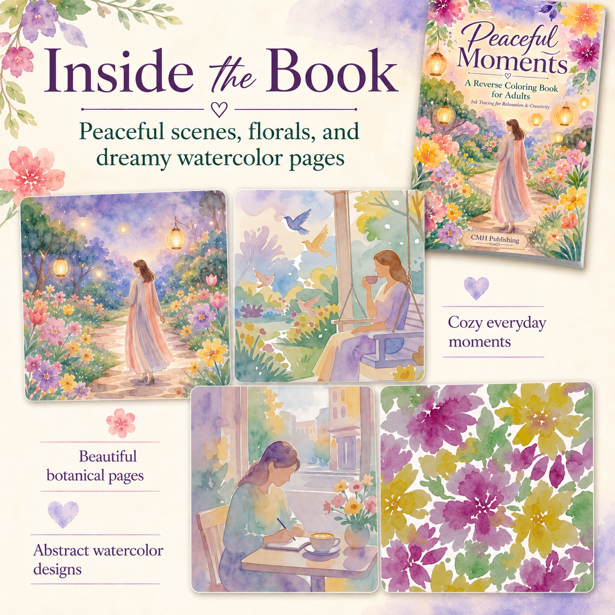 Peaceful Moments Reverse Coloring Book for Adults