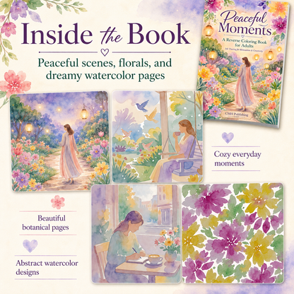 Peaceful Moments Reverse Coloring Book for Adults