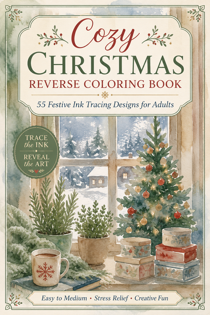 Cozy Christmas Reverse Coloring Book for Adults