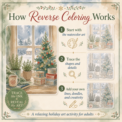 Cozy Christmas Reverse Coloring Book for Adults