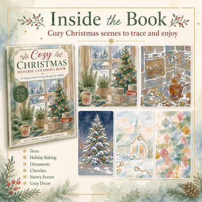 Cozy Christmas Reverse Coloring Book for Adults