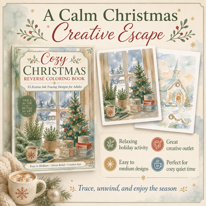 Cozy Christmas Reverse Coloring Book for Adults