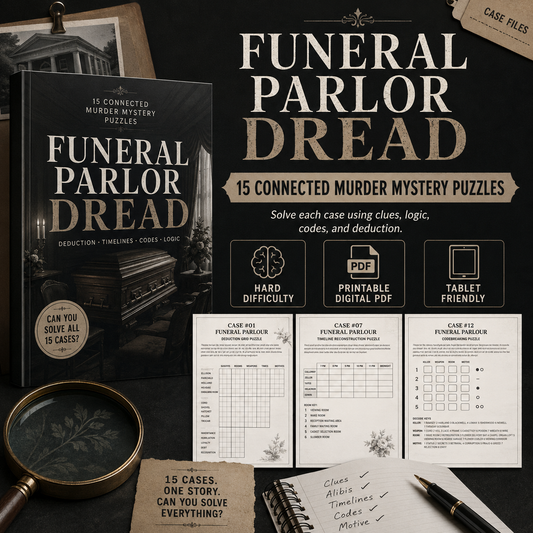 Funeral Parlor Dread: 15 Connected Murder Mystery Puzzles