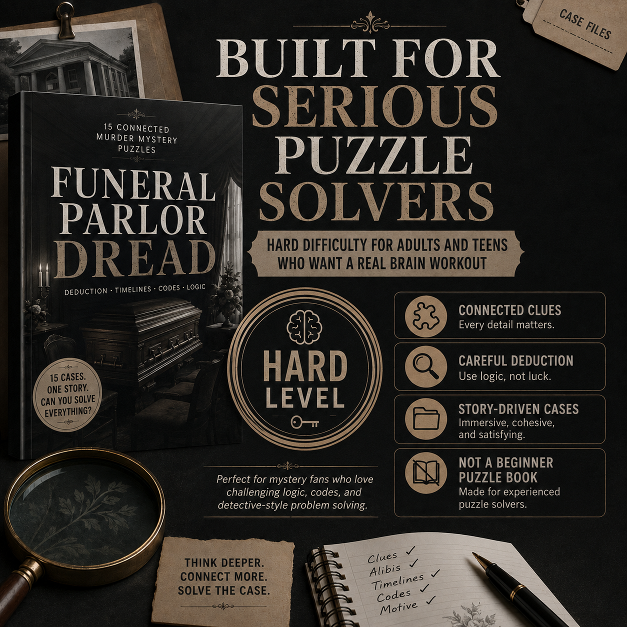 Funeral Parlor Dread: 15 Connected Murder Mystery Puzzles