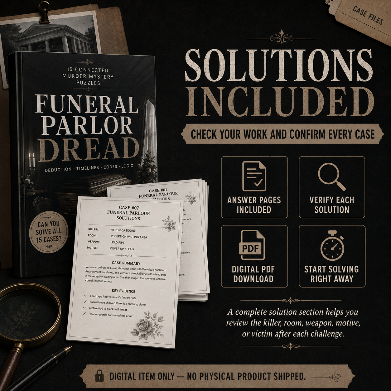 Funeral Parlor Dread: 15 Connected Murder Mystery Puzzles