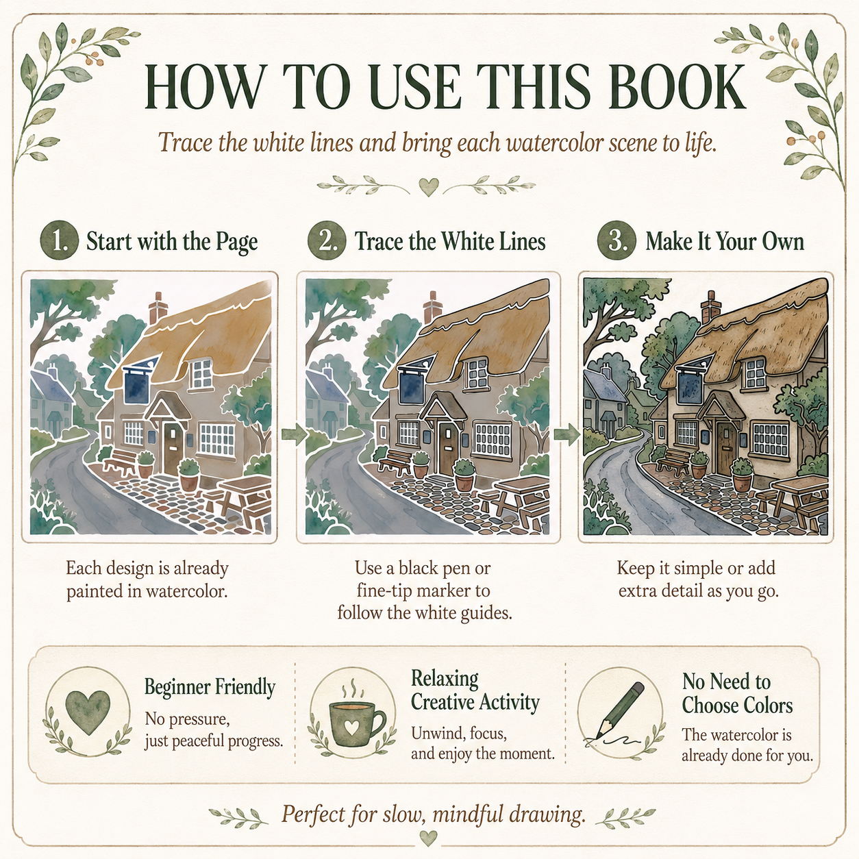 British Castles & Cozy Villages Reverse Coloring Book