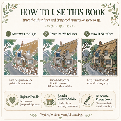British Castles & Cozy Villages Reverse Coloring Book