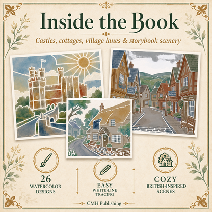 British Castles & Cozy Villages Reverse Coloring Book