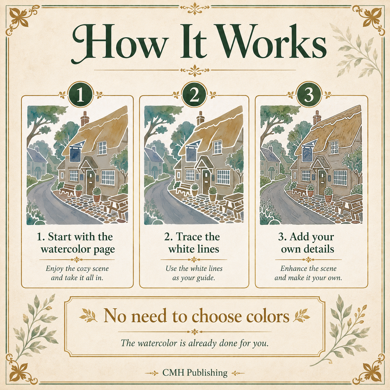 British Castles & Cozy Villages Reverse Coloring Book