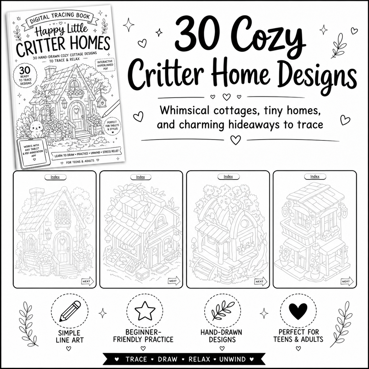 Happy Little Critter Homes Digital Tracing Book