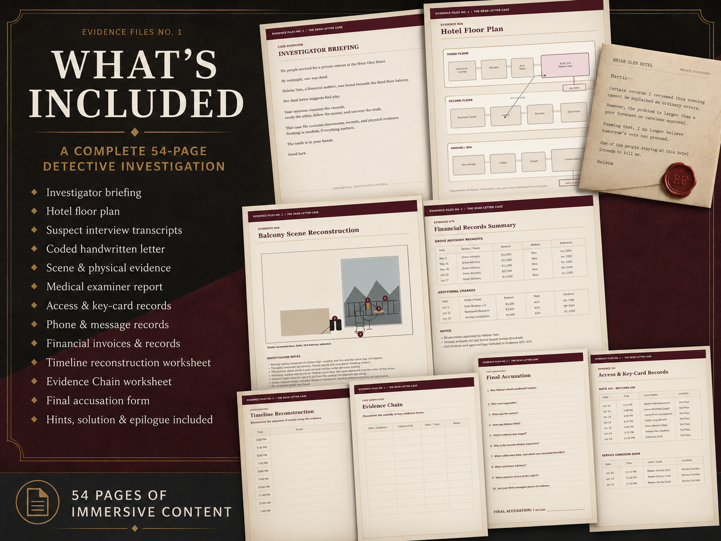 Printable Murder Mystery Game for Adults, Dead Letter Detective Case, Tablet Digital PDF