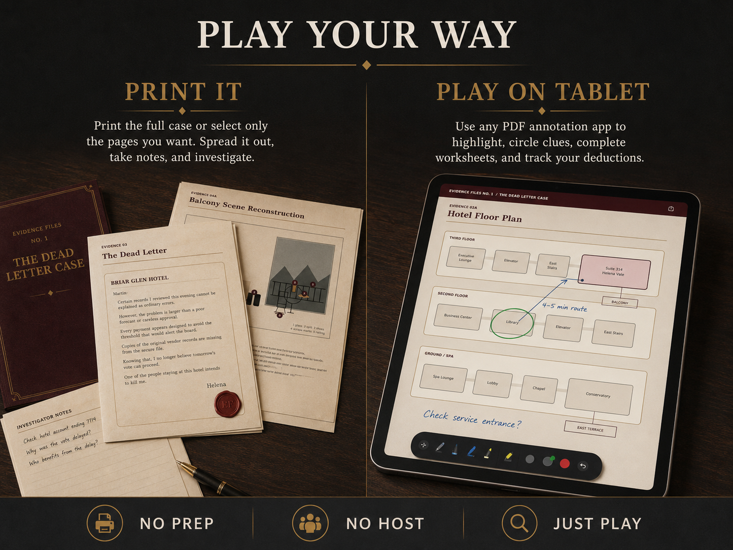 Printable Murder Mystery Game for Adults, Dead Letter Detective Case, Tablet Digital PDF
